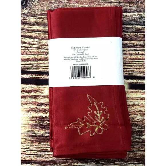 Vintage Kemp & Beatley Autumn Fall Themed Square Cloth Napkins Gold Leaves NOS - Picture 2 of 2